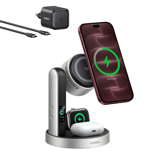 UGREEN MagFlow Pro Magnetic Wireless Charging Stand (3-in-1, Qi2 25W)