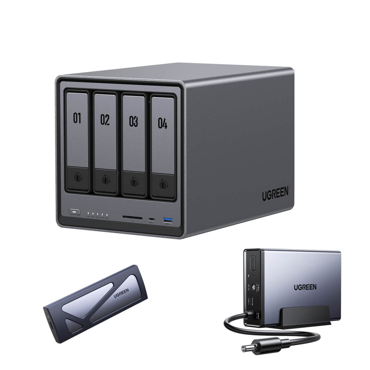 DXP4800 Plus + 120W DC UPS +  M.2 NVMe SSD Enclosure