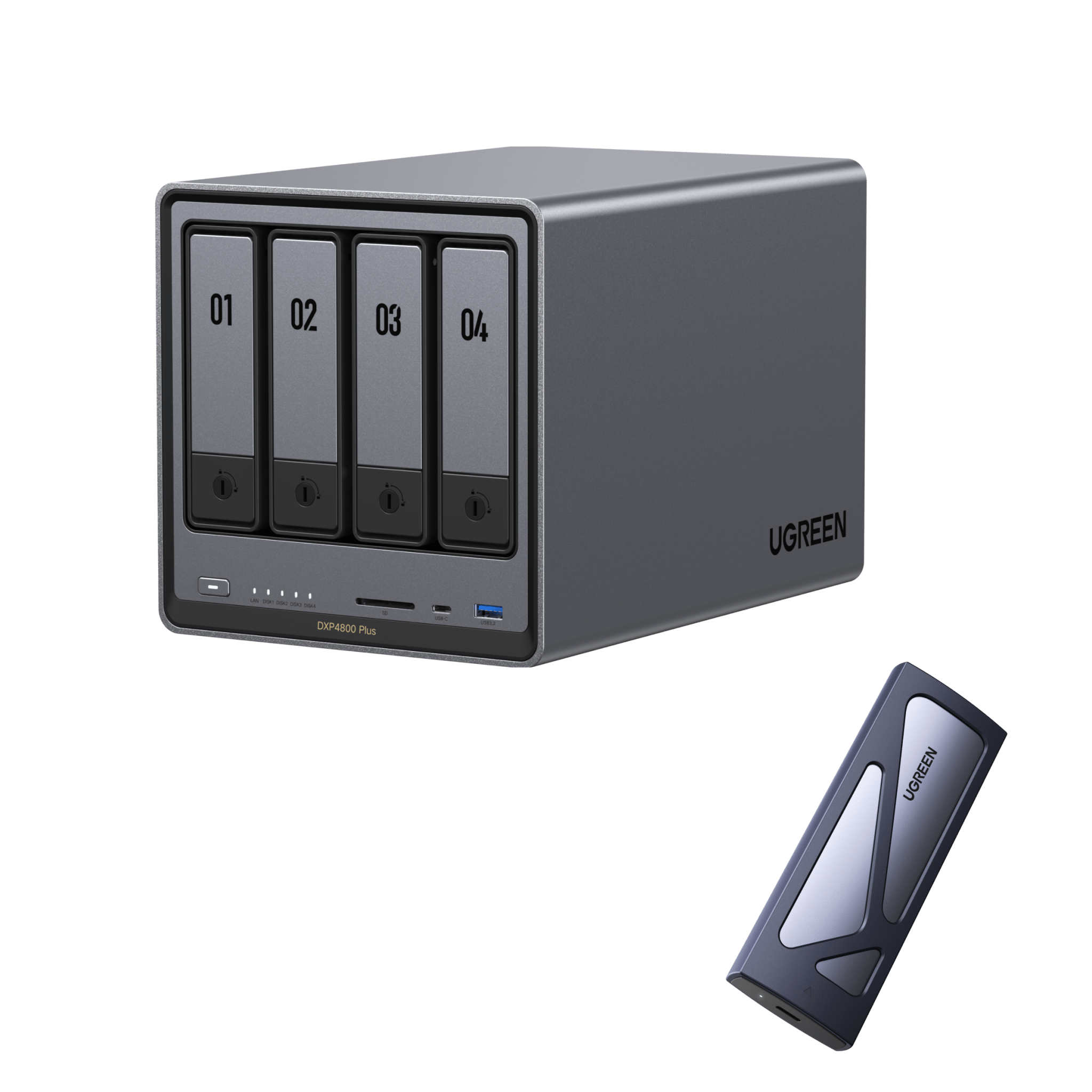 DXP4800 Plus + M.2 NVMe SSD Enclosure