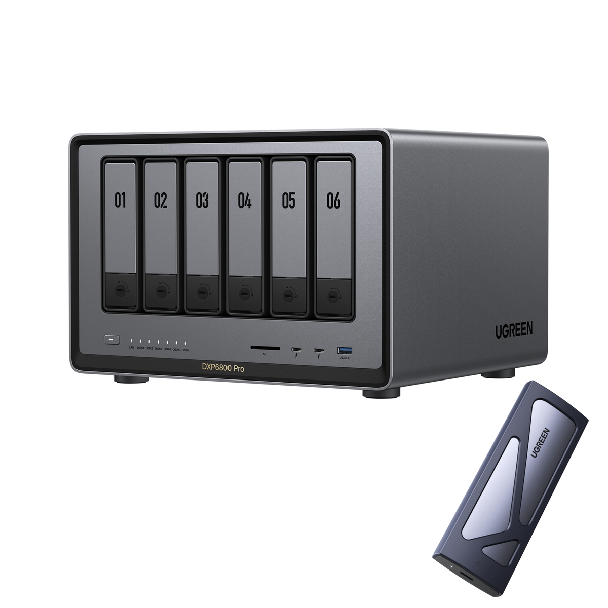 DXP6800 Pro + M.2 NVMe SSD Enclosure