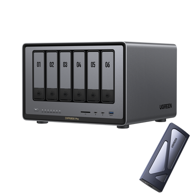 DXP6800 Pro + M.2 NVMe SSD Enclosure (Ships on July 25)