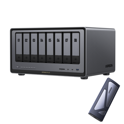 DXP8800 Plus + M.2 NVMe SSD Enclosure (Ships on July 25)