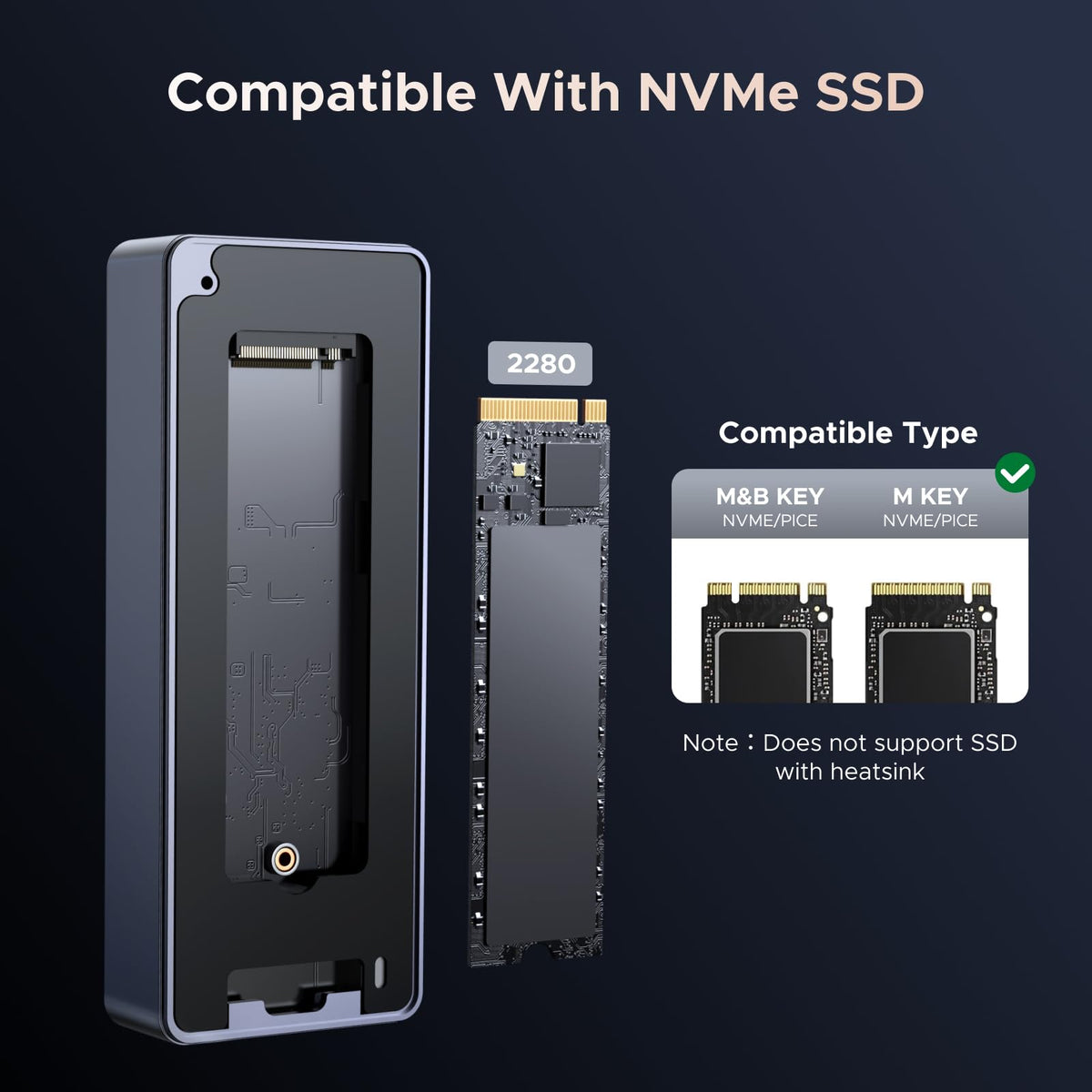 UGREEN 80Gbps M.2 NVMe SSD Enclosure for Thunderbolt 5/4, NVMe Enclosure with Cooling Fan, Aluminum M.2 Enclosure with SMART & TRIM, SSD Enclosure Support Size 2280 SSD M & M+b Keys, Up to 7000MB/s - UGREEN EU