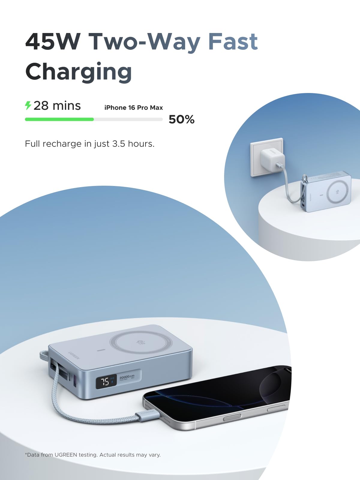 UGREEN MagFlow Magnetic Wireless Power Bank 20000mAh 45W (MagSafe compatible) - UGREEN EU